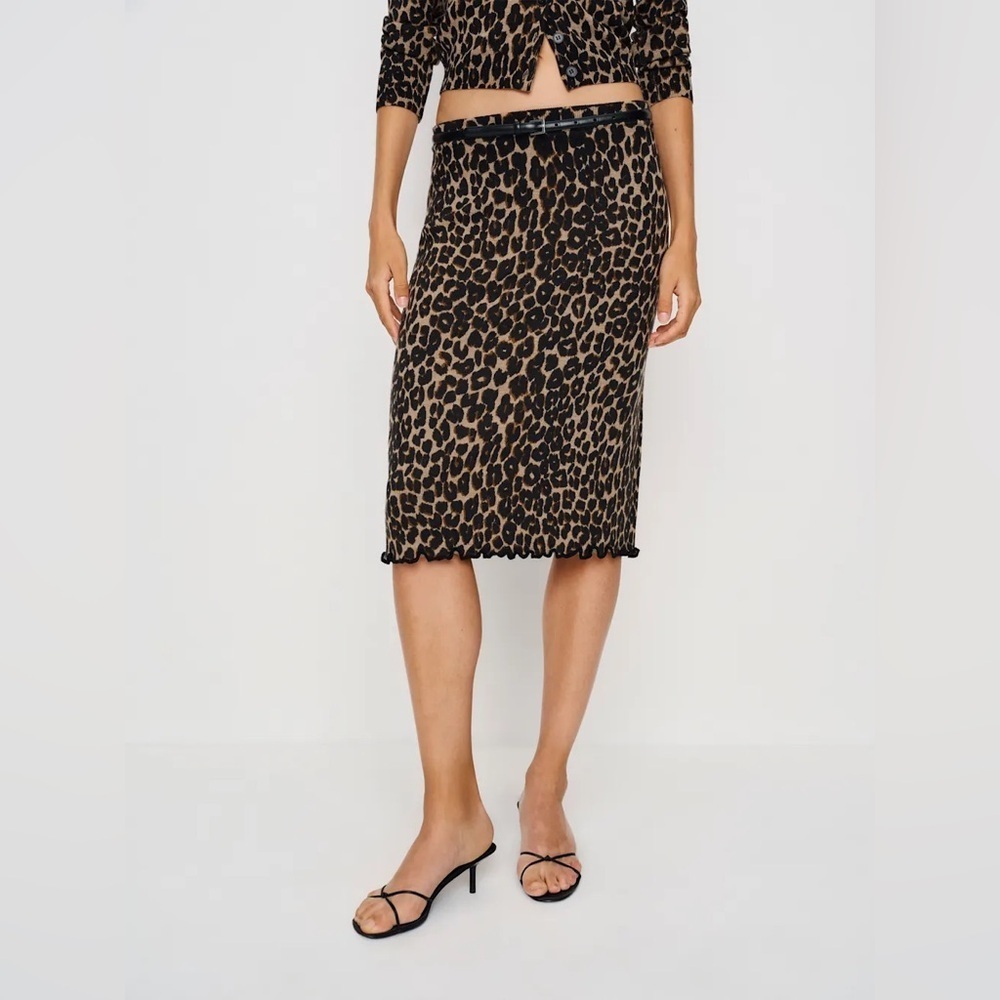 NWT Reformation Nicola Regenerative Merino Skirt Brown